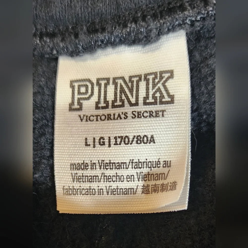 Pink Victoria Secret boyfriend pants black & white contrast logo Lg - Picture 6 of 9